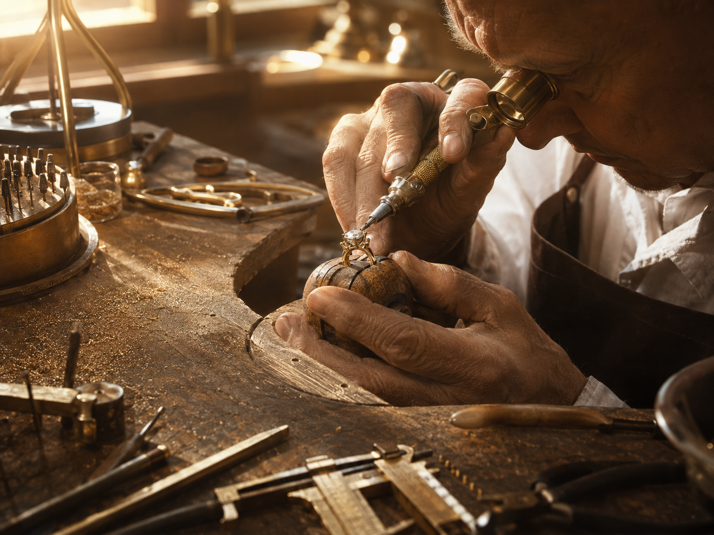Civara Master Goldsmith Handcrafting Solitaire Ring at Workbench