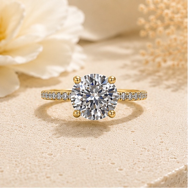 Aurelia Pavé Solitaire Diamond Ring