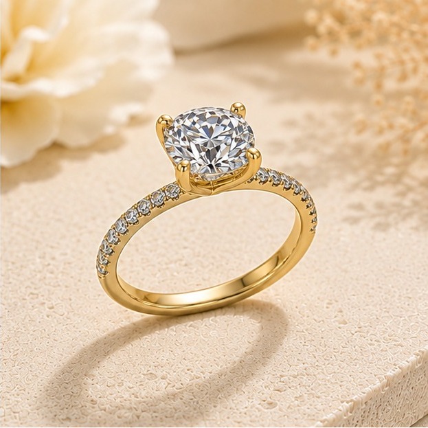 Aurelia Pavé Solitaire Diamond Ring alternate view